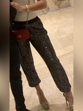 Style Rack Black Sequin Jogger Pants